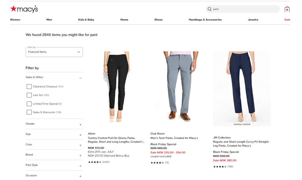 Search & Search Results eCommerce page
