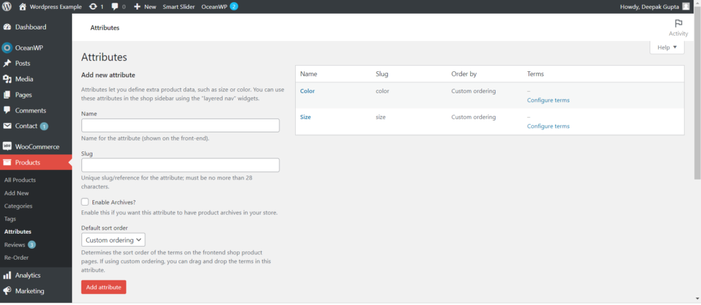 product attributes